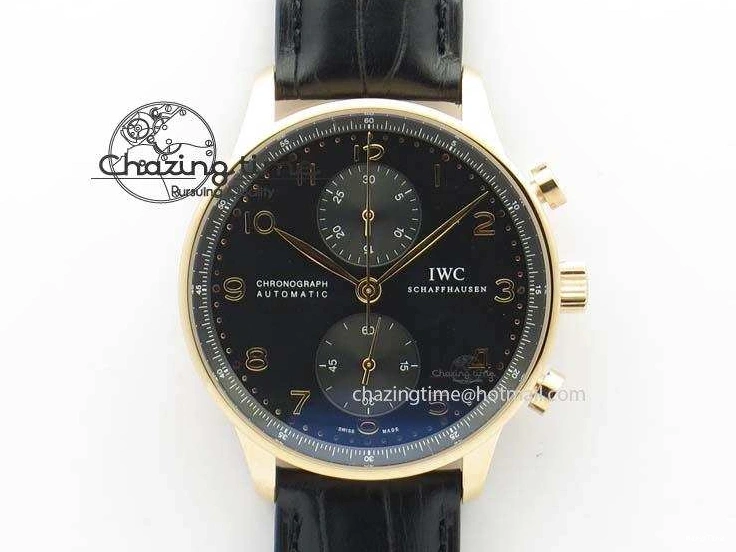 MIROTIME 0214 Portuguese Chrono RG IW371415 ZF 1:1 Best Edition Black Dial On Black Leather Strap A79350 (Slim Movement) FashionForward 7264